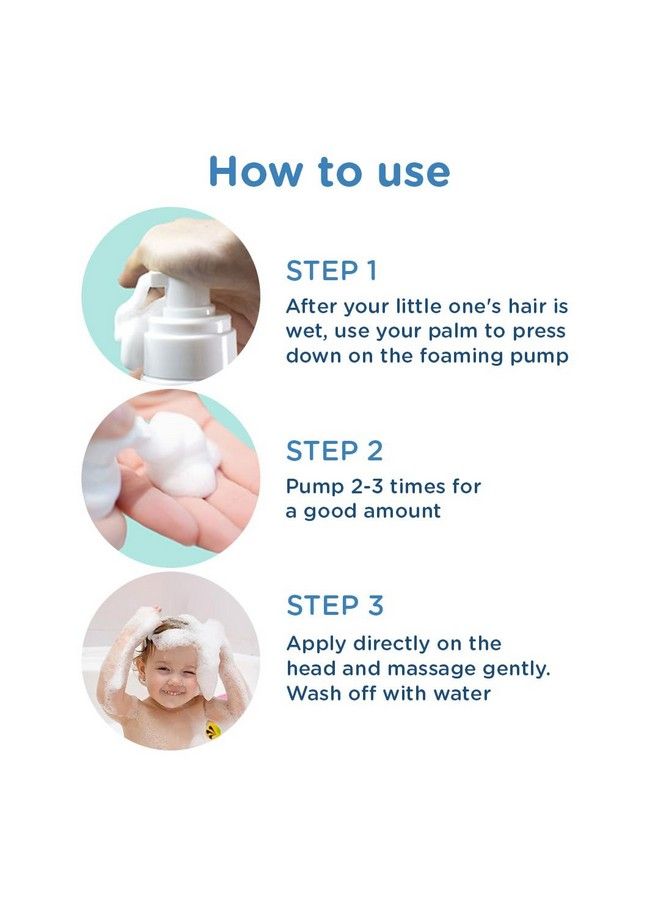 Gentle Tear Free Foaming Baby Shampoo For New Born ; For Delicate Scalp ; Natural Baby Shampoo For Kids With Coconut Oil Olive Oil And Oats ; Promote Hair Growth ; Dermatologist Approved ; 150 Ml