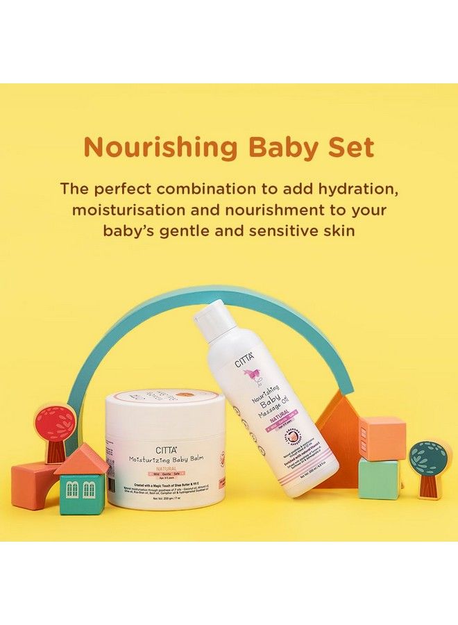 Nourishing Baby Massage Oil For New Born & Moisturizing Baby Balm Pack Of 2 200 Ml 200 Gm