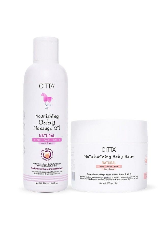 Nourishing Baby Massage Oil For New Born & Moisturizing Baby Balm Pack Of 2 200 Ml 200 Gm