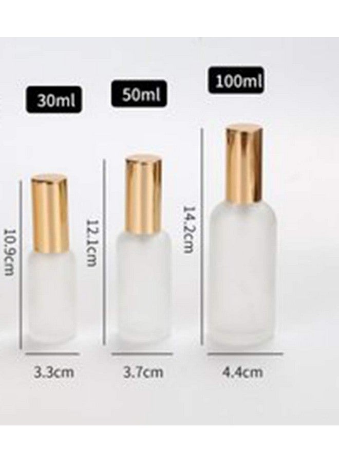 Frosted Glass Spray Bottle 4 Pcs Fine Mist Atomizer Fragrance Perfume Empty Bottles Aromatherapy Cosmetic Containers With Gold Sprayer (50Ml1.7Oz)