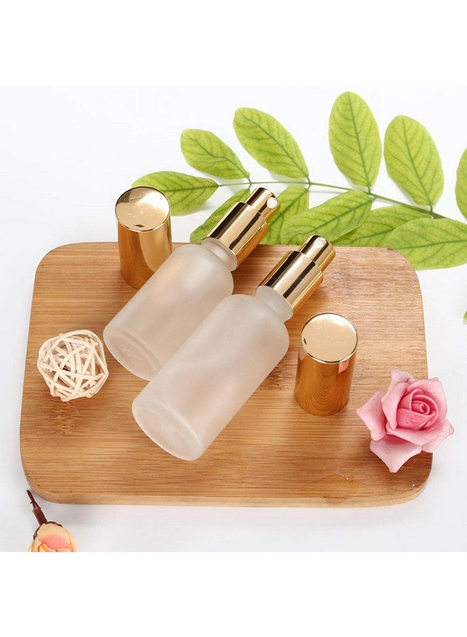 Frosted Glass Spray Bottle 4 Pcs Fine Mist Atomizer Fragrance Perfume Empty Bottles Aromatherapy Cosmetic Containers With Gold Sprayer (50Ml1.7Oz)