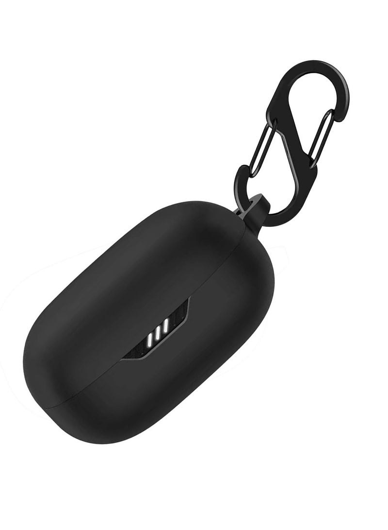 Silicone Case Cover Compatible with JBL Live Pro 2TWS, Protective Earphones Skin Cover, Soft Shockproof Carabiner Accessories, Black
