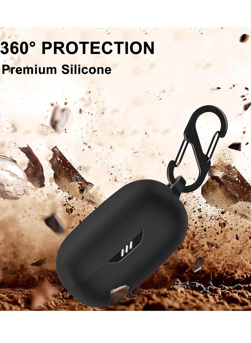 Silicone Case Cover Compatible with JBL Live Pro 2TWS, Protective Earphones Skin Cover, Soft Shockproof Carabiner Accessories, Black