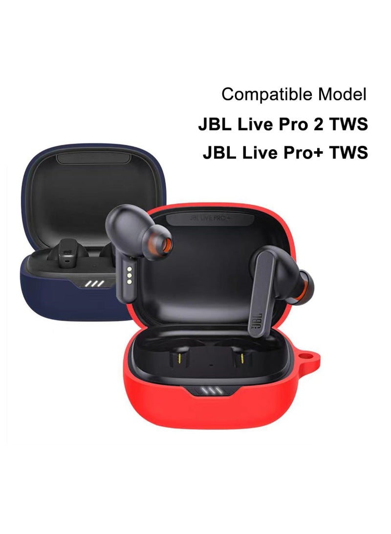 Silicone Case Cover Compatible with JBL Live Pro 2TWS, Protective Earphones Skin Cover, Soft Shockproof Carabiner Accessories, Black
