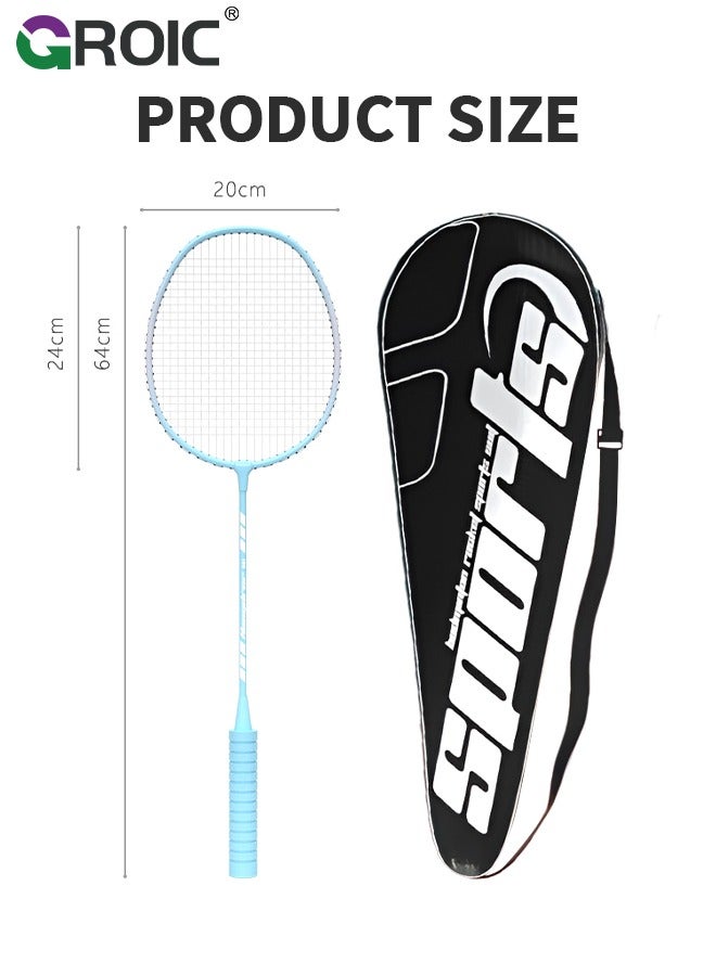 2 Pieces Badminton Set,Outdoor sports set,Badminton Set Including 1 Badminton Bag,2 Rackets,3 badminton balls,2 Replacement Grip Tapes