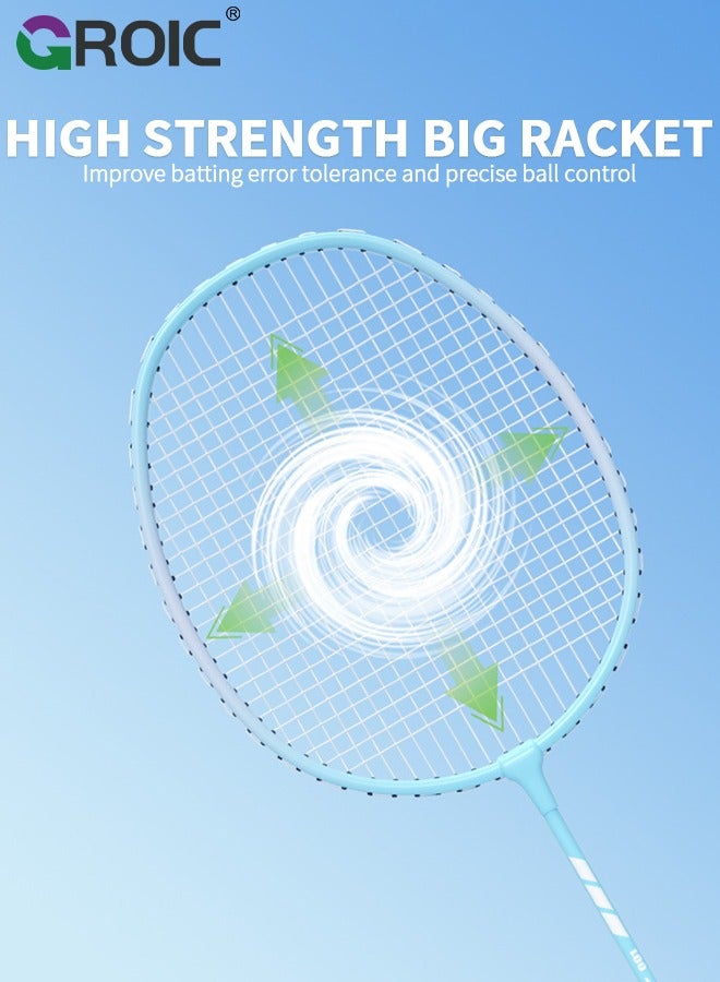 2 Pieces Badminton Set,Outdoor sports set,Badminton Set Including 1 Badminton Bag,2 Rackets,3 badminton balls,2 Replacement Grip Tapes