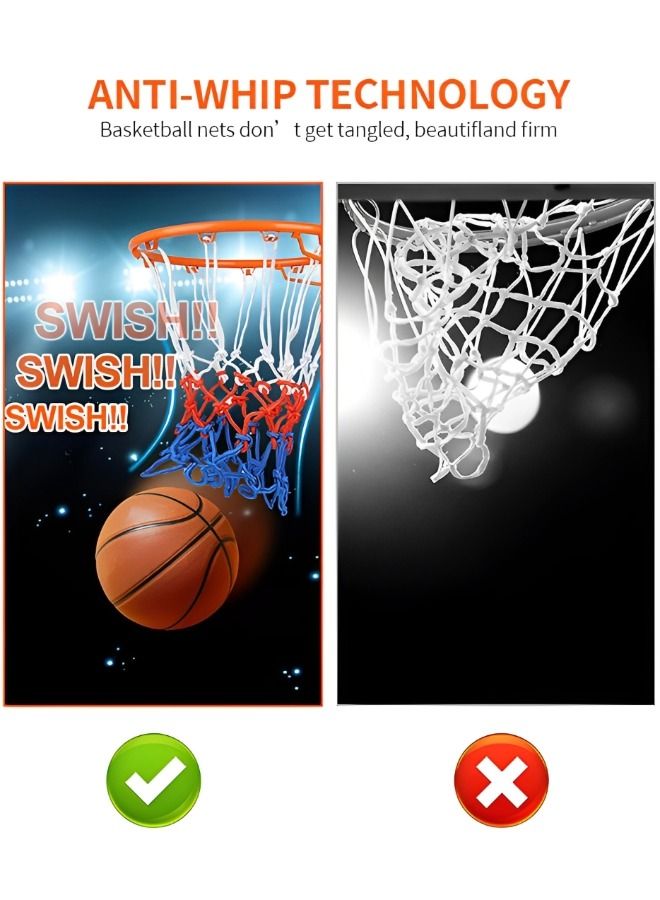 Basketball Ring with Net Outdoor, 2022 Upgrade Thick Professional Basketball Net Replacement Heavy Duty, All Weather Anti Whip Color Never Fade Standard Nets -12 Loops