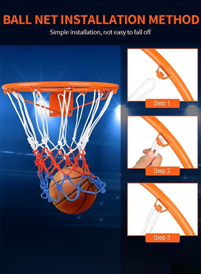 Basketball Ring with Net Outdoor, 2022 Upgrade Thick Professional Basketball Net Replacement Heavy Duty, All Weather Anti Whip Color Never Fade Standard Nets -12 Loops