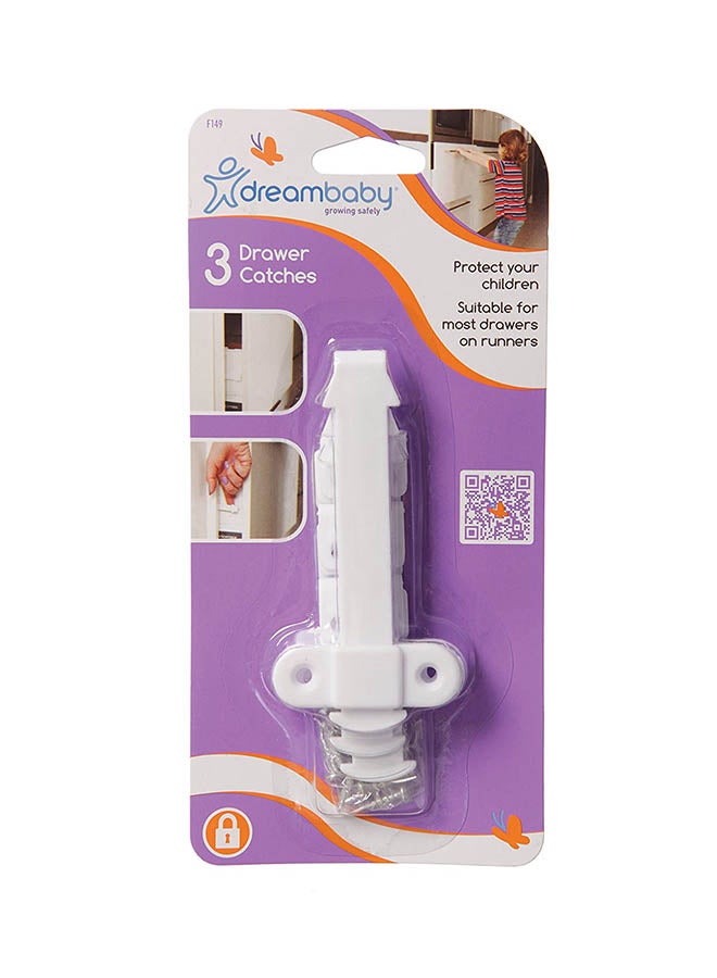Drawer Catches, Pack of 3 - White