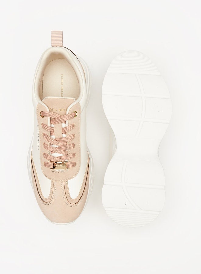 Women Panelled Low Ankle Sneakers with Lace-Up Closure