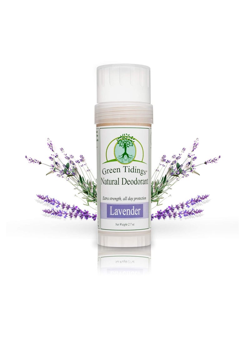 Green Tidings Natural Lavender Deodorant | 2.7 Oz 1 Pack | Vegan, Organic Deodorant for Men and Women, Fragrance Free & Aluminum Free Deodorant, Underarm Antiperspirant