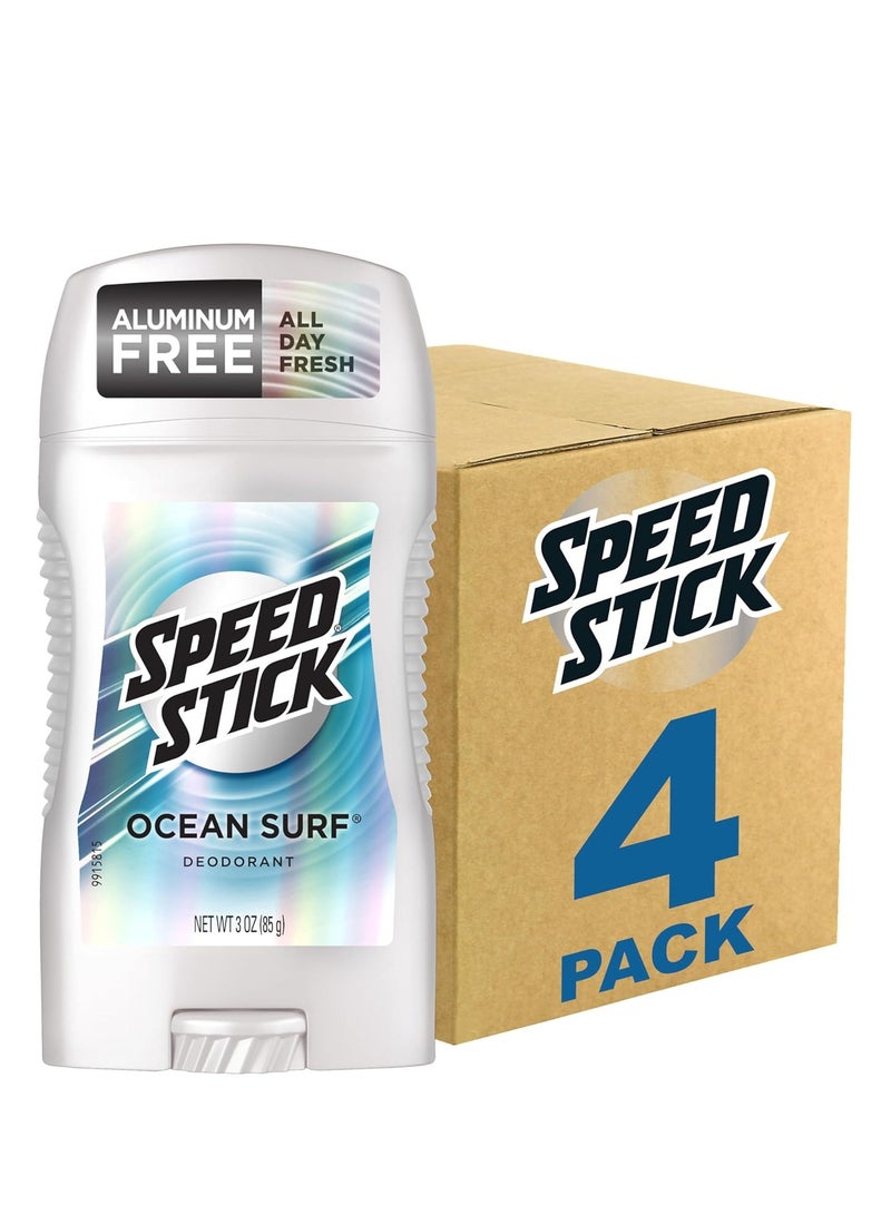 Speed Stick Men's Deodorant, Ocean Surf, 3 Ounce, 4 Pack, Packaging may Vary