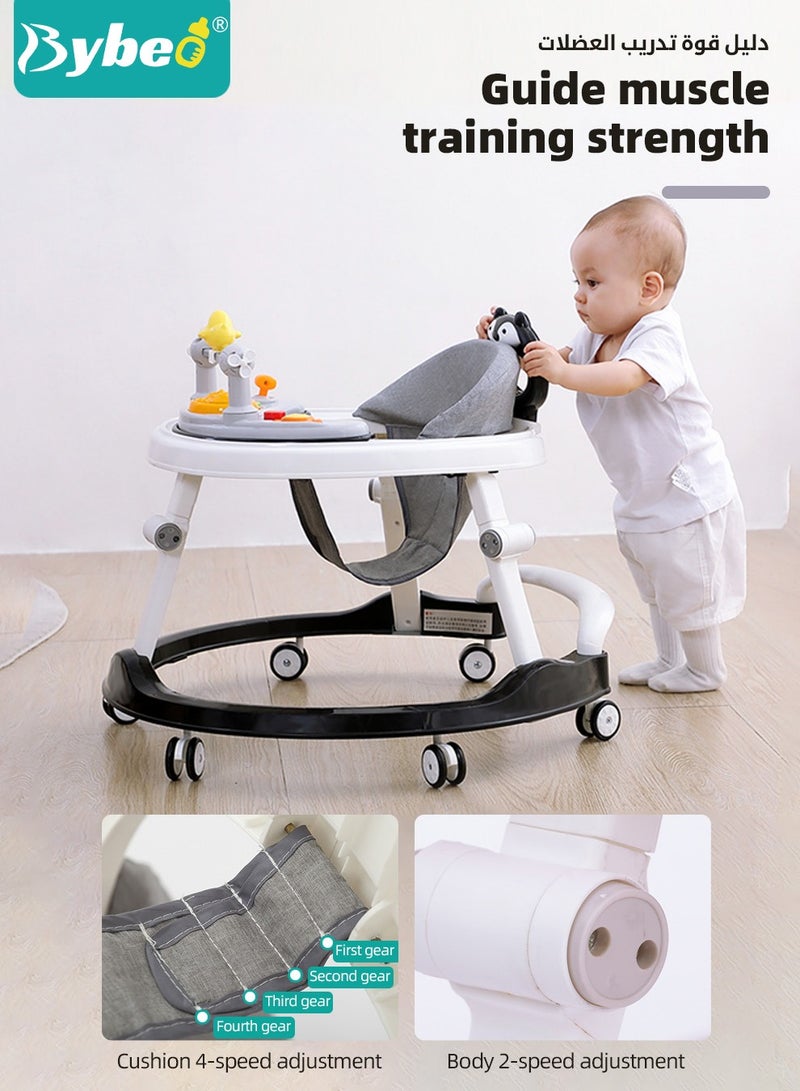 3 in 1 Baby Walker With Parent Push Handle, Children Walkers with Wheels, Adjustable Height Multifunction and Big Comfortable Seat Cushion, Detachable Trampoline Mat for Infants Boys Girls