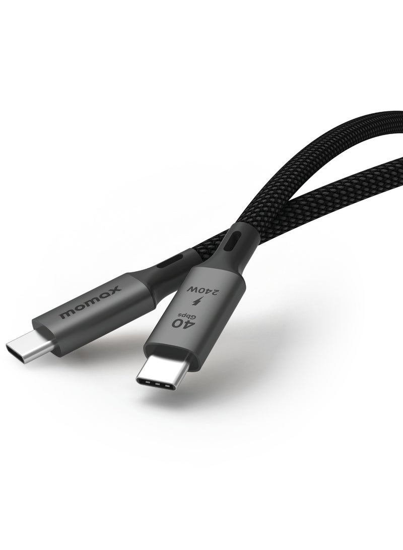 MOMAX Elite DC39 [240W] USB-C TO USB-C Cable 4 40GBPS [MFI Certified] Fast Charge PD 3.0 - Black