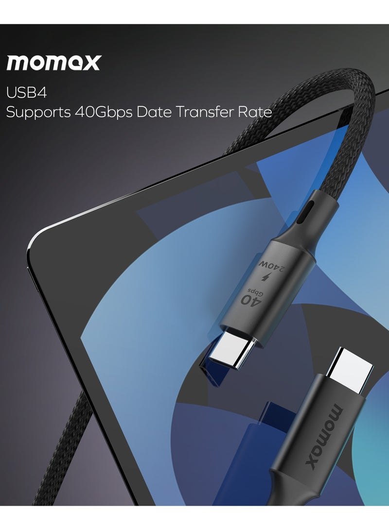 MOMAX Elite DC39 [240W] USB-C TO USB-C Cable 4 40GBPS [MFI Certified] Fast Charge PD 3.0 - Black