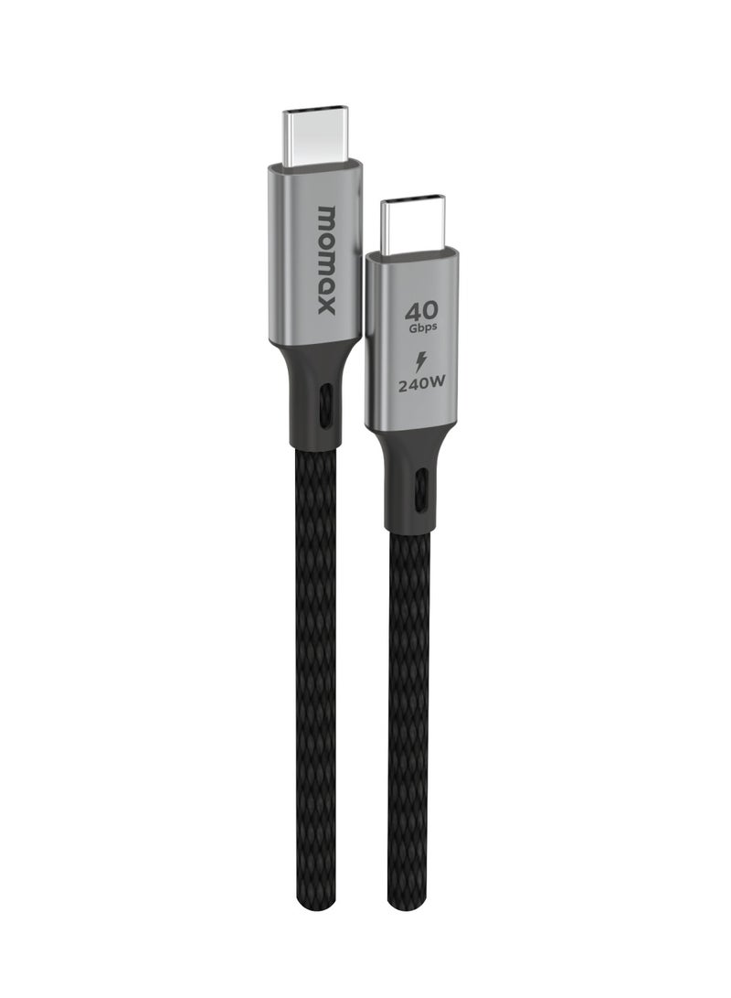 MOMAX Elite DC39 [240W] USB-C TO USB-C Cable 4 40GBPS [MFI Certified] Fast Charge PD 3.0 - Black