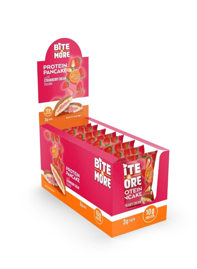 Bite & More Protein Pancake Strawberry Cream 12x50g 600g