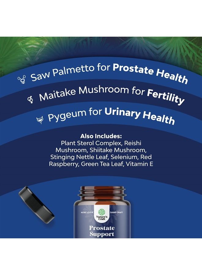 Herbal Prostate Health Supplements for Men - Advanced Prostate Supplements for Men with Beta Sitosterol Selenium Pygeum and Saw Palmetto for Men Prostate Support and Frequent Urination - 90 Capsules