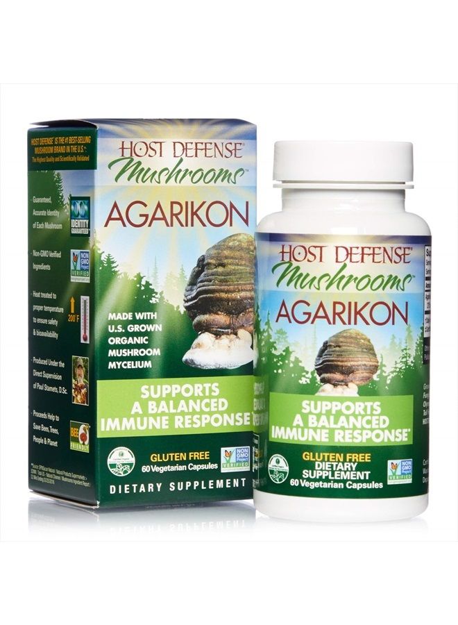 , Agarikon Capsules, Balanced Immune Support, Mushroom Supplement, 60 Capsules, Unflavored