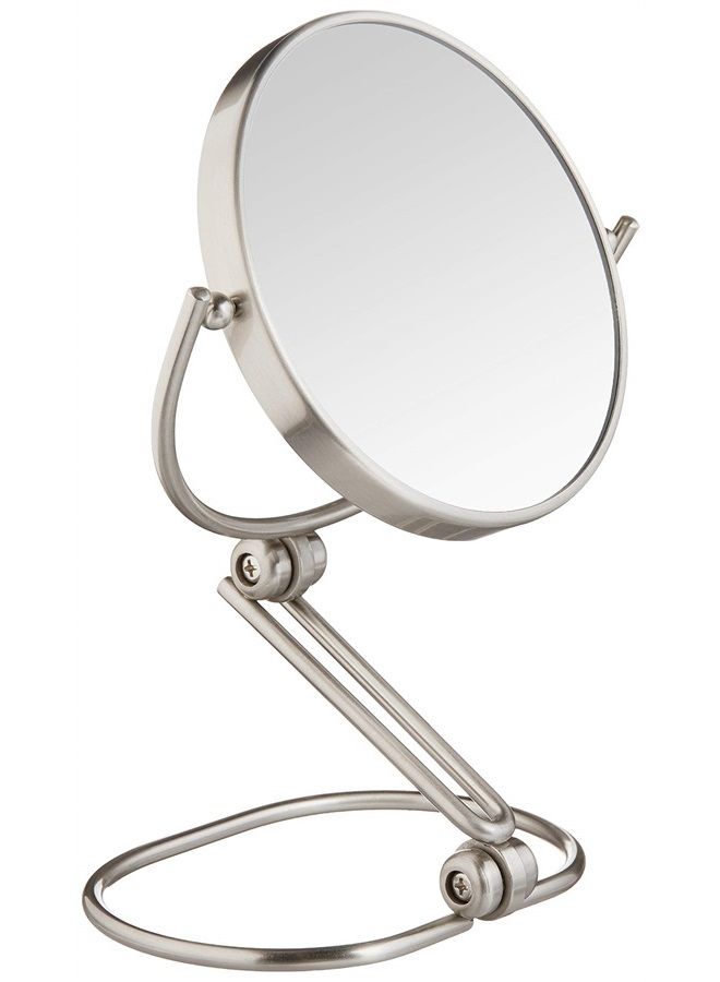 6-Inch Folding Travel Mirror - Magnifying Makeup Mirror with 10X Magnification - Nickel Finish - Model MC450N