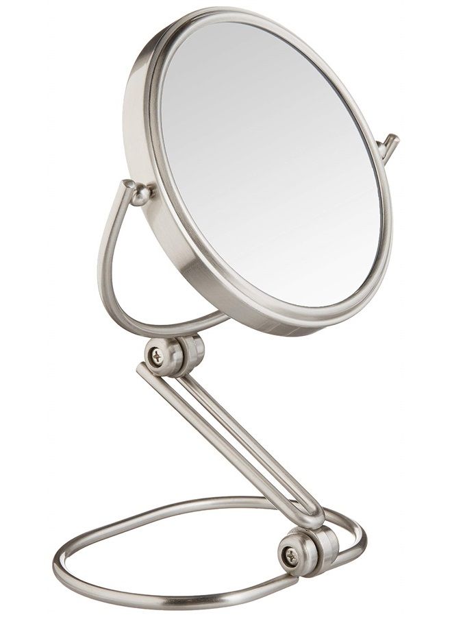 6-Inch Folding Travel Mirror - Magnifying Makeup Mirror with 10X Magnification - Nickel Finish - Model MC450N