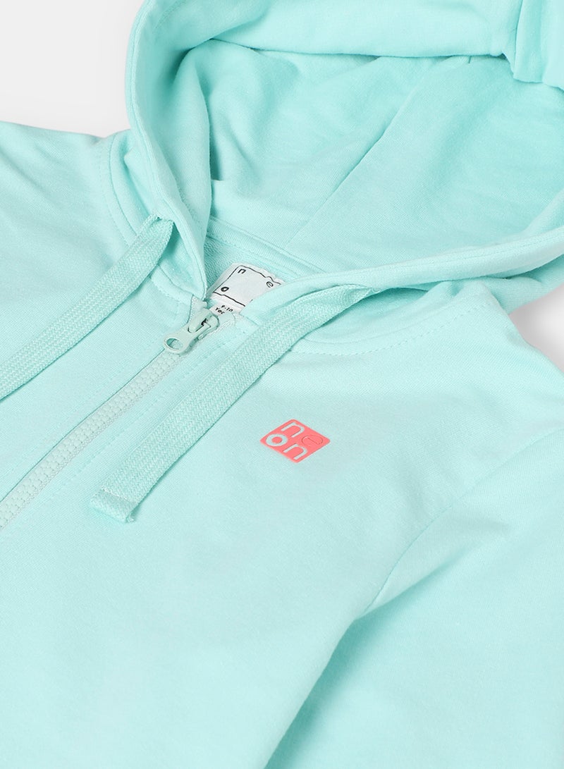 Girls Hoodie Aqua Blue