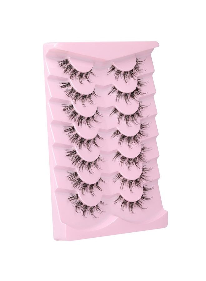 False Eyelashes Cluster Lashes 84 Wisps Mixed Lengths Natural Manga Lashes Clear Band D Curl Cat Eye DIY Anime Eyelashes Lightweight Soft Wispy Individual Japanese Eyelashes Extension by ALICE