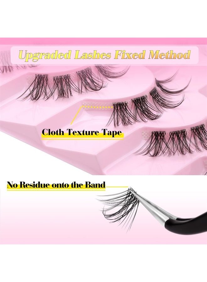 False Eyelashes Cluster Lashes 84 Wisps Mixed Lengths Natural Manga Lashes Clear Band D Curl Cat Eye DIY Anime Eyelashes Lightweight Soft Wispy Individual Japanese Eyelashes Extension by ALICE