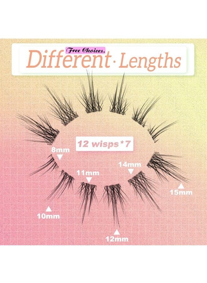 False Eyelashes Cluster Lashes 84 Wisps Mixed Lengths Natural Manga Lashes Clear Band D Curl Cat Eye DIY Anime Eyelashes Lightweight Soft Wispy Individual Japanese Eyelashes Extension by ALICE