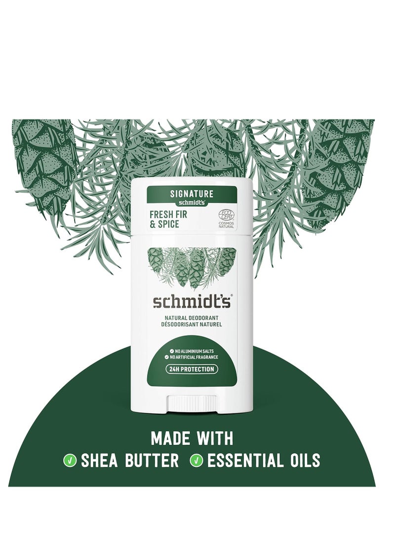 Schmidt's Aluminum Free Natural Deodorant Fresh Fir & Spice 2-pk for Women and Men, with 24 Hour Odor Protection, Certified Natural, Cruelty Free, Vegan Deodorant 2.65oz