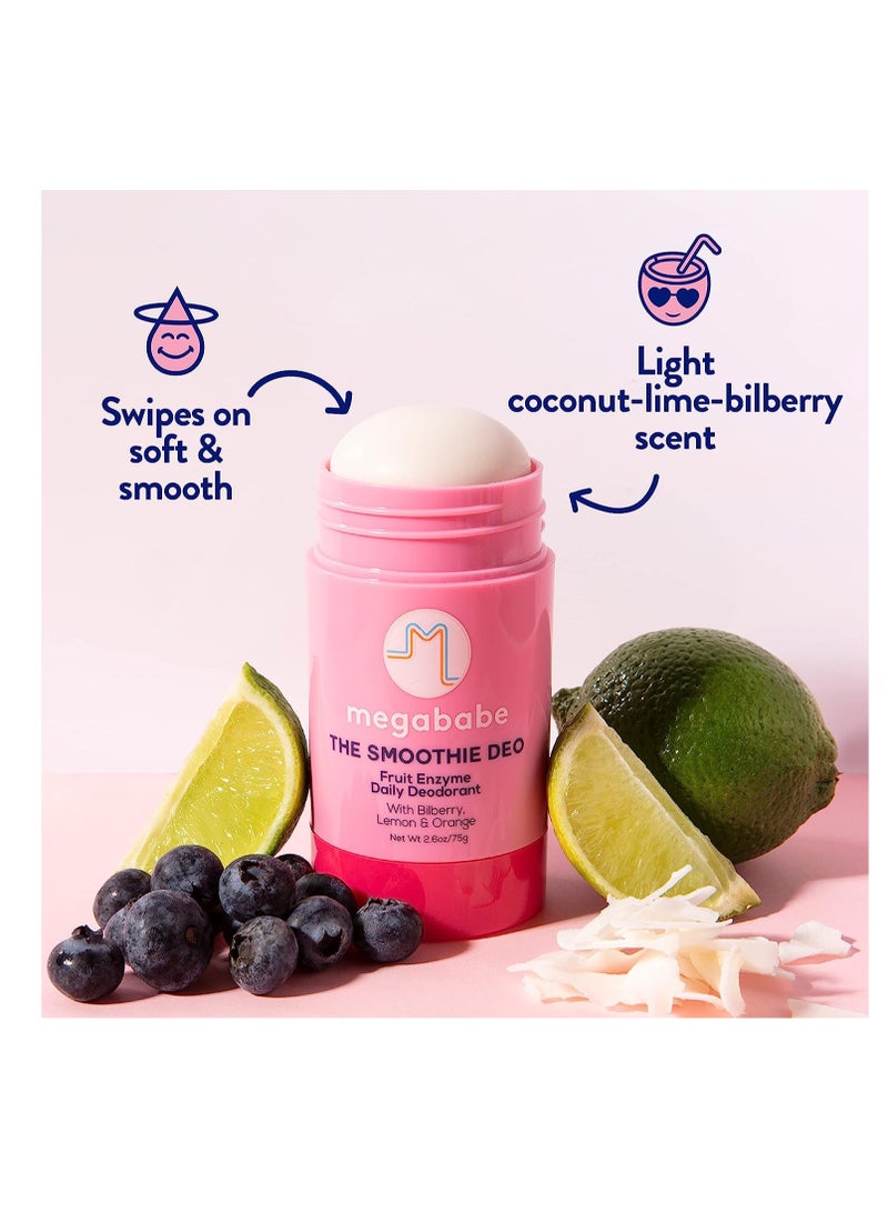 Megababe Daily Deodorant - The Smoothie Deo with Coconut & Fruit Enzymes | Aluminum-Free, All Natural | Free from Parabens, Sulfates & Phthalates | 2.6 oz