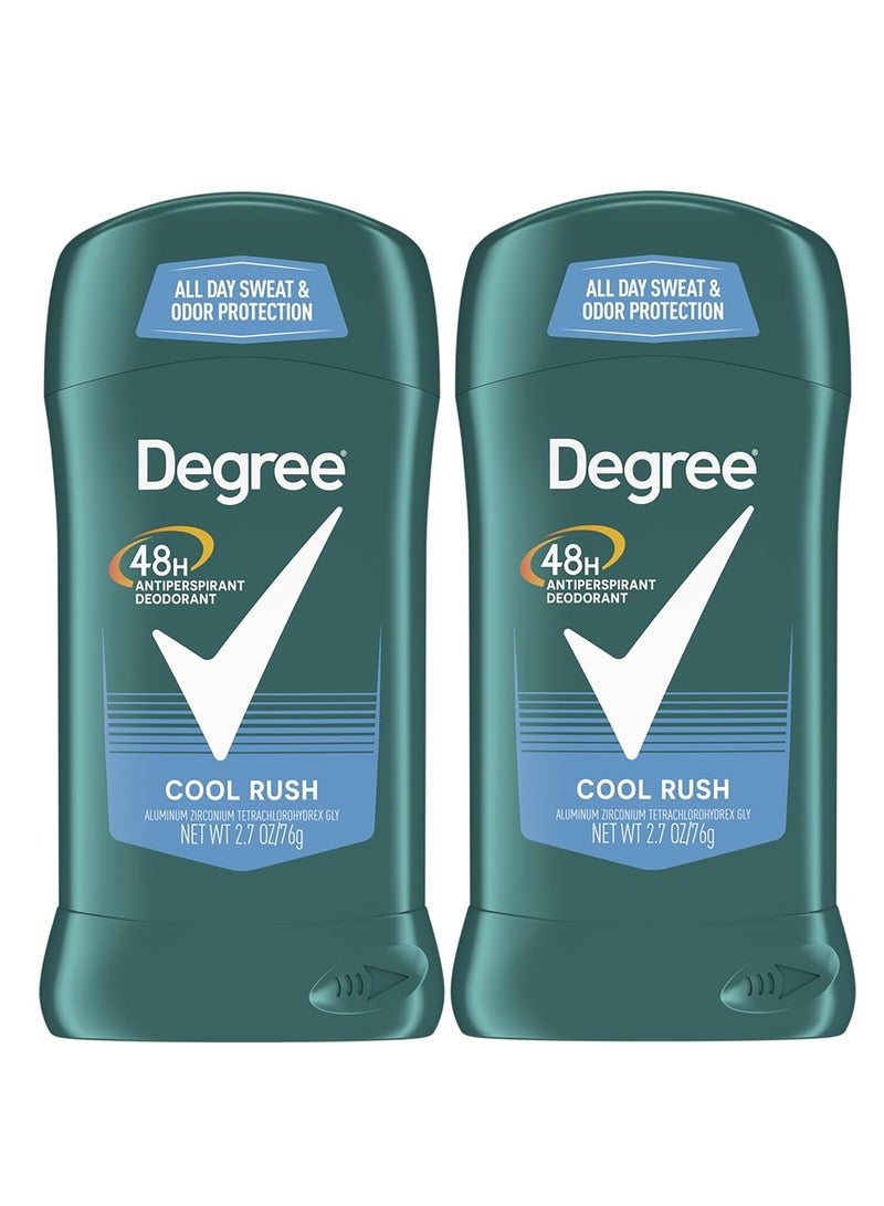 Degree Men Original Antiperspirant Deodorant Cool Rush Twin Pack 48-Hour Sweat & Odor Protection Antiperspirant For Men 2.7 oz