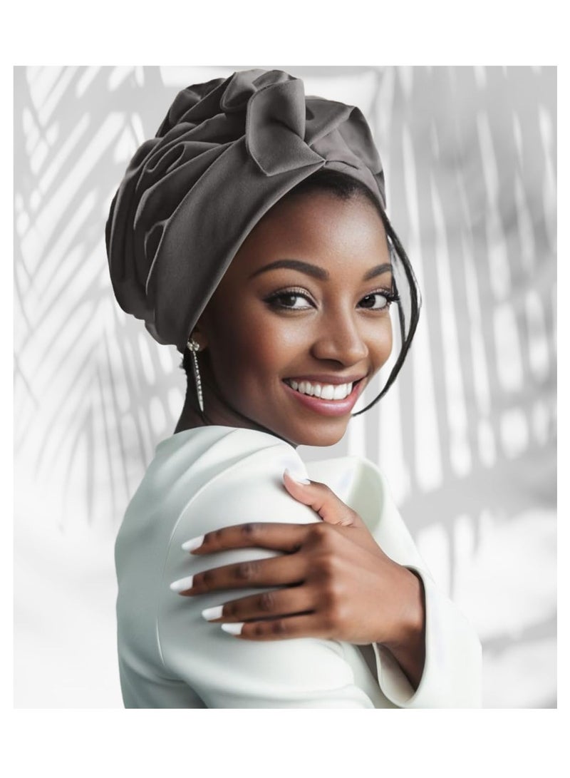 Stretch Turban Hats for Women, Soft Pre-Tied Bonnet with Double Layered Ruffles, Comfortable Headwraps, Ideal for Hair Care