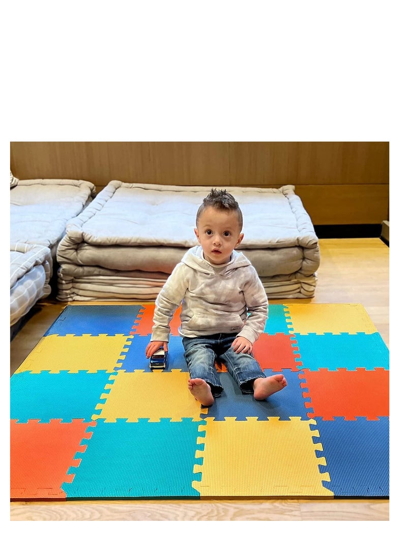 COOLBABY Soft Non-Toxic Baby Play Mat Colorful Puzzles 16 Pieces EVA Foam Interlocking Tiles for Gym Nursery Playroom