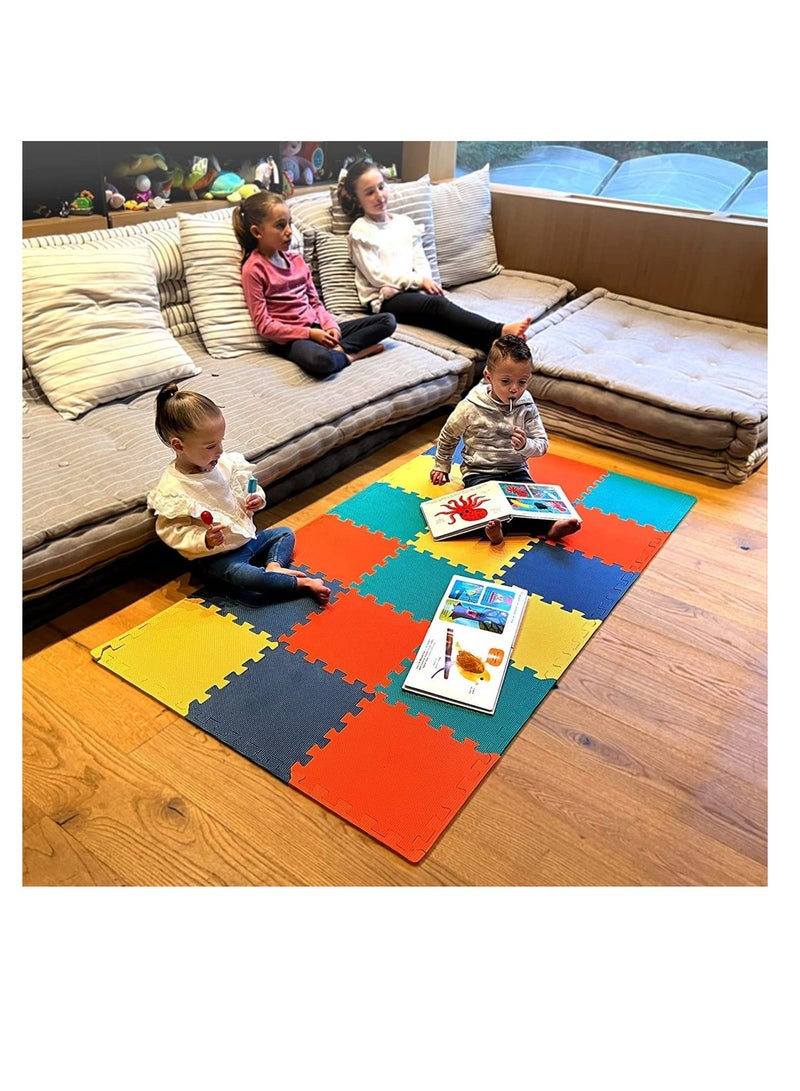 COOLBABY Soft Non-Toxic Baby Play Mat Colorful Puzzles 16 Pieces EVA Foam Interlocking Tiles for Gym Nursery Playroom