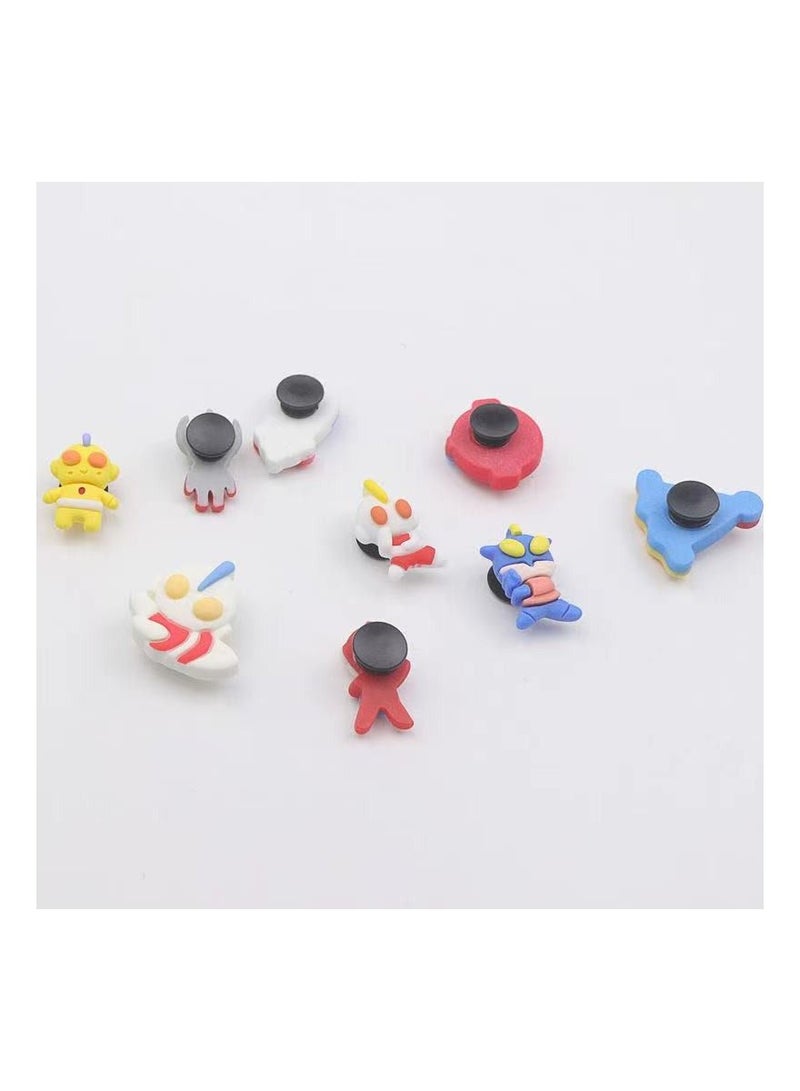 9-Pieces 1/Set Fashion Cute Fun Cartoon Character Buckle Use for Wristbands Bracelets Crocs Shoes Decorations