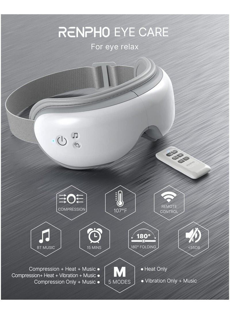 RF-EM001R-WH, Renpho Eyeris 1 Eye Massager With Heat And Vibration, Remote Control and Rechargeable.