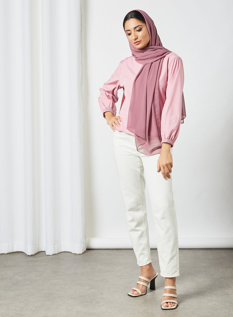 Turtleneck Long Sleeves with Side Tape Modest Top Purple