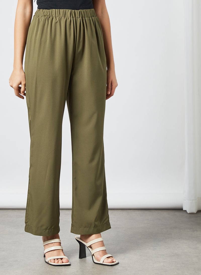 Comfortable Elastic Waist Modest Pants Green