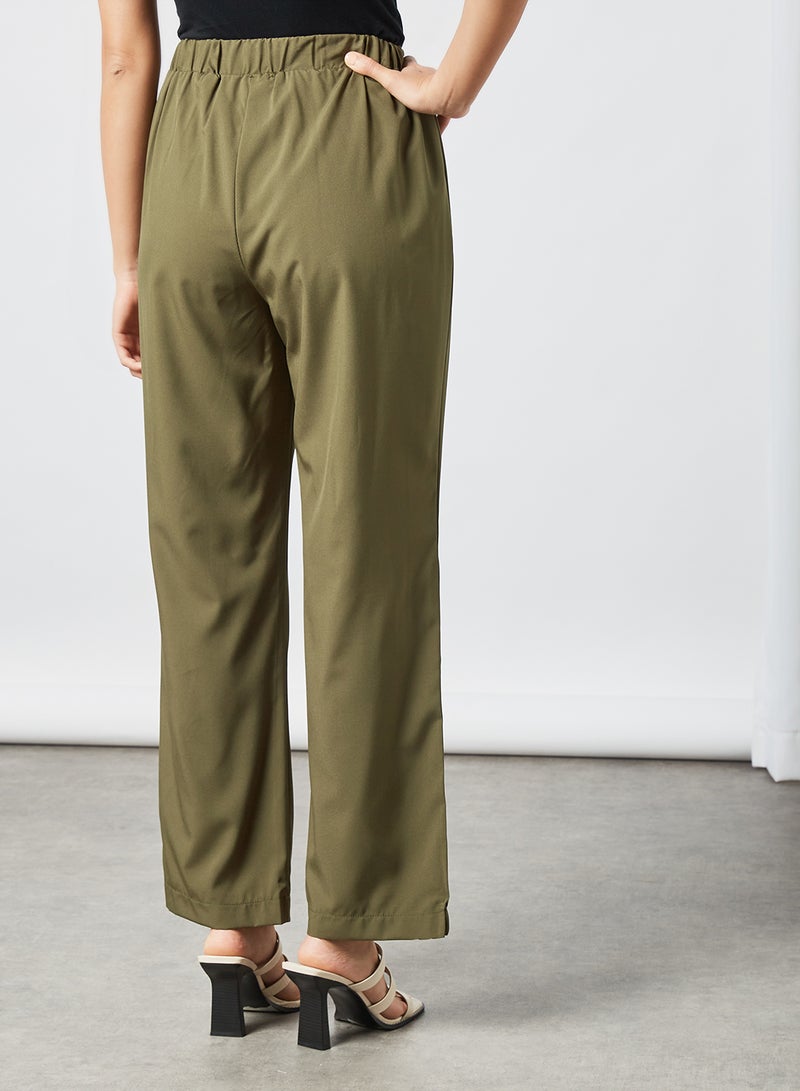 Comfortable Elastic Waist Modest Pants Green