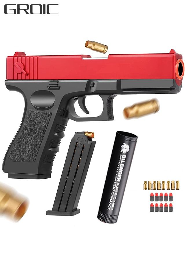Soft Bullet Gun Shell Ejection Soft Bullet Toy Gun Foam Blaster Soft Bullet Play Gun with Soft Bullets & Pull Back Action Pistol Toys for Kids