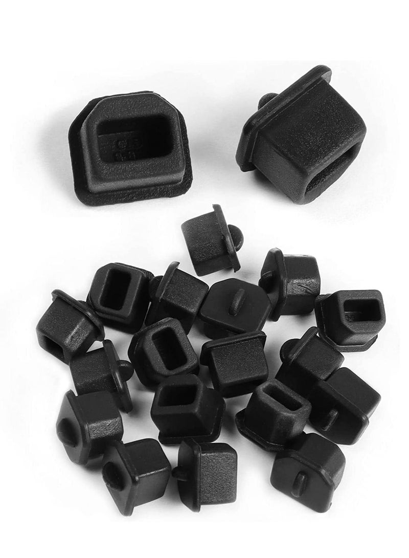 20pcs USB B Anti Dust Cap Cover Plugs USB B Female Dustproof Plug Soft Silicone Protector Black