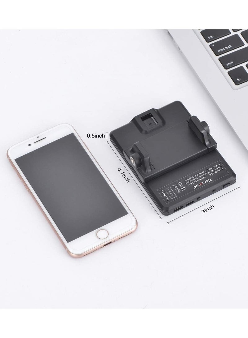 High-power 60-LED Rechargeable Selfie Light with Front & Back Clips, 3 Light Modes and 10 Brightness Levels, Ideal for Makeup, Selfies, Vlogs, Video Conferences on Smartphones, Tablets, Laptops