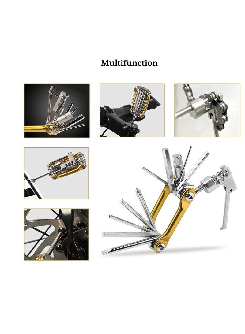 11 in 1 Bicycle Multi-Tool, Heavy Duty, Compact Pocket Sized, Lightweight, Portable Bicycle Essentials, Mountain Bike Repair Tool Kit