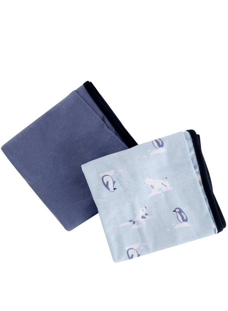 Pack of 2 Premium Gender Neutral Baby Nursery Blankets For Newborn Boys And Girls - Blue