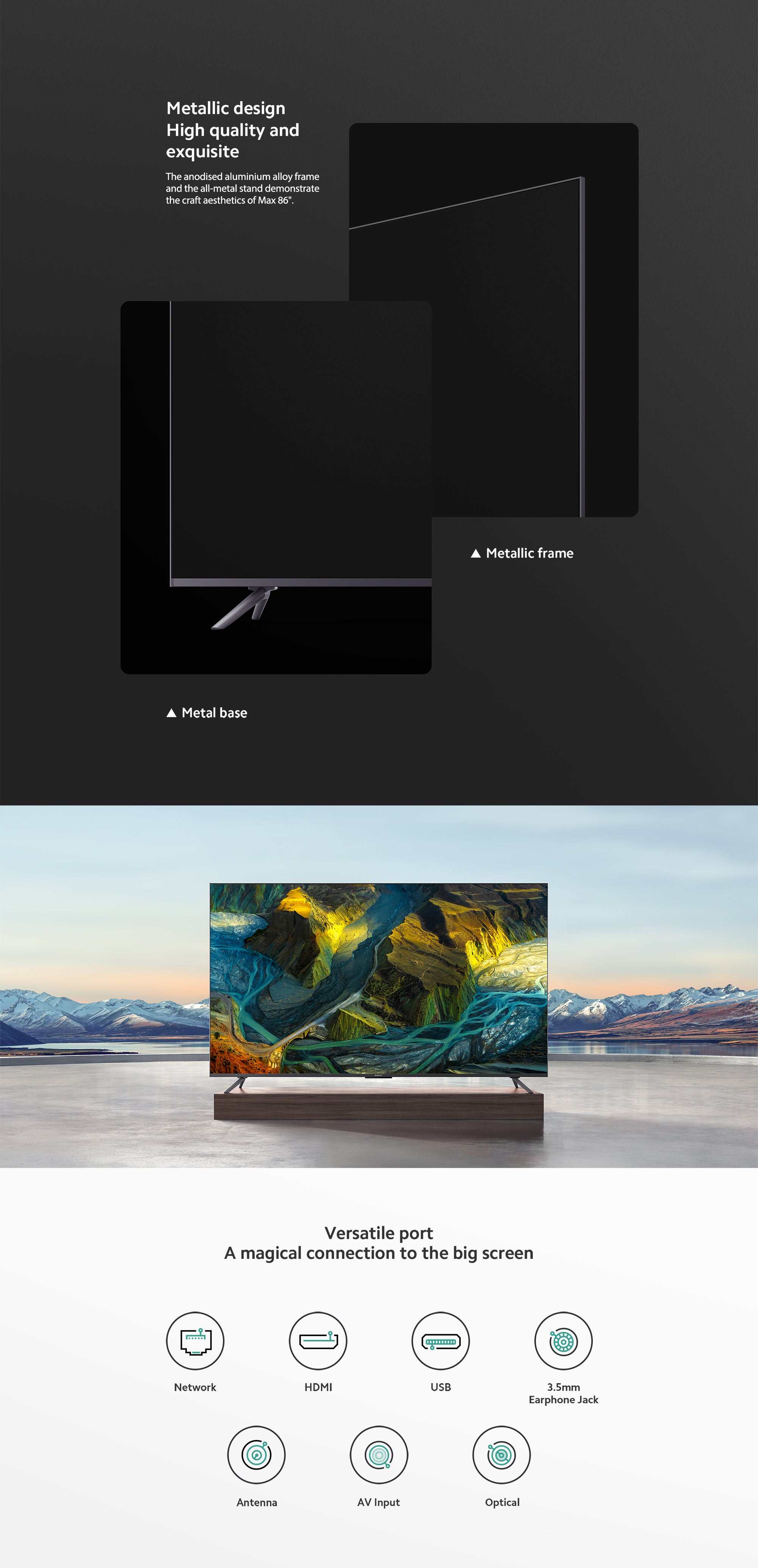 86-Inch Ultra-HD 4K Smart Android TV 11 With 120Hz Refresh Rate | 178 Degrees Angle | 3D Sount Effects Dolby Atmos Supports Google Voice Assistant, Chromecast Built-In | Xiaomi TV Max 86