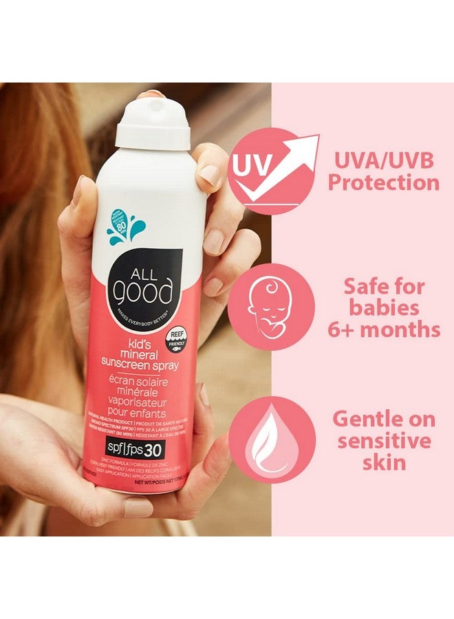 All Good Baby & Kids Sunscreen Spray Uva/Uvb Broad Spectrum Spf 30 Zinc Oxide Coral Reef Friendly Water Resistant Calendula Aloe (6 Oz)(2Pack)