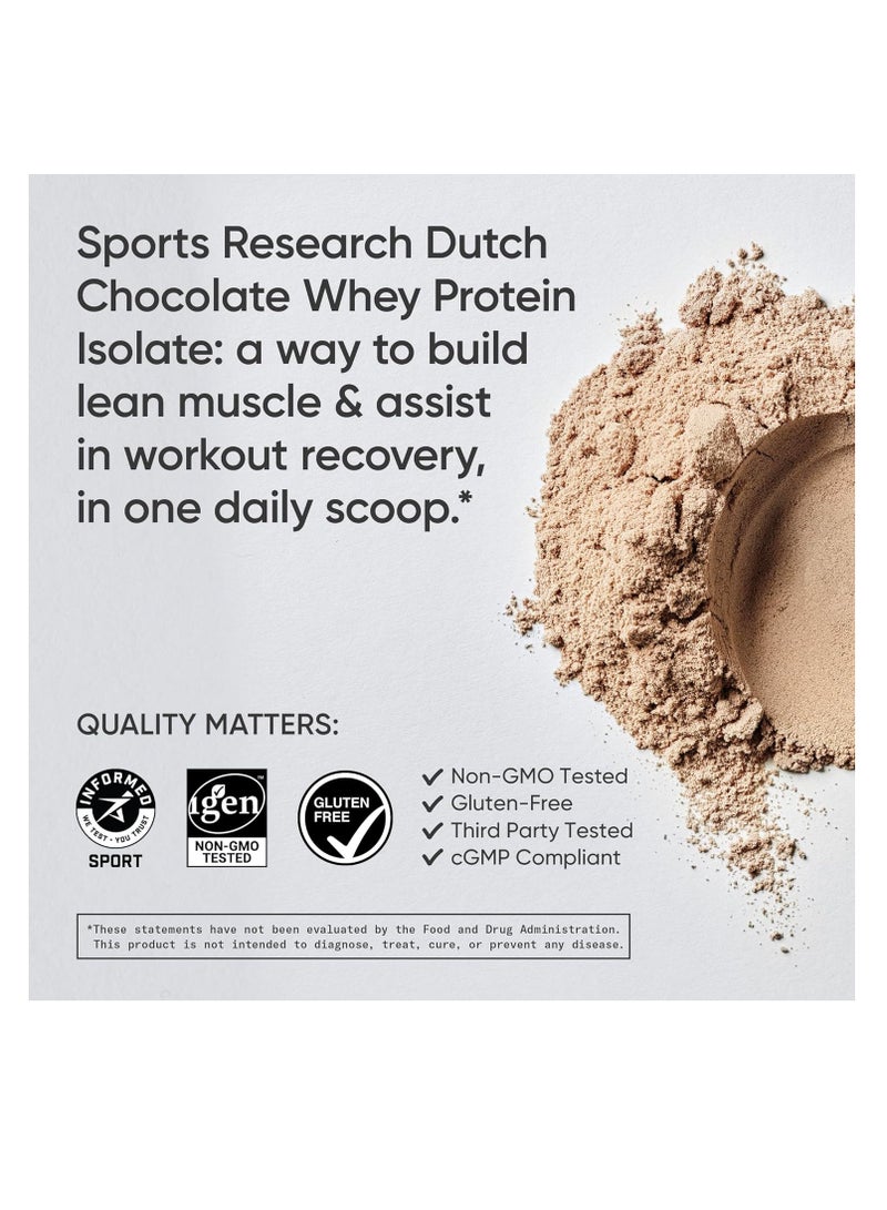 Sports Research Whey Protein Isolate, Dutch Chocolate, 5 lbs (2.27 kg)