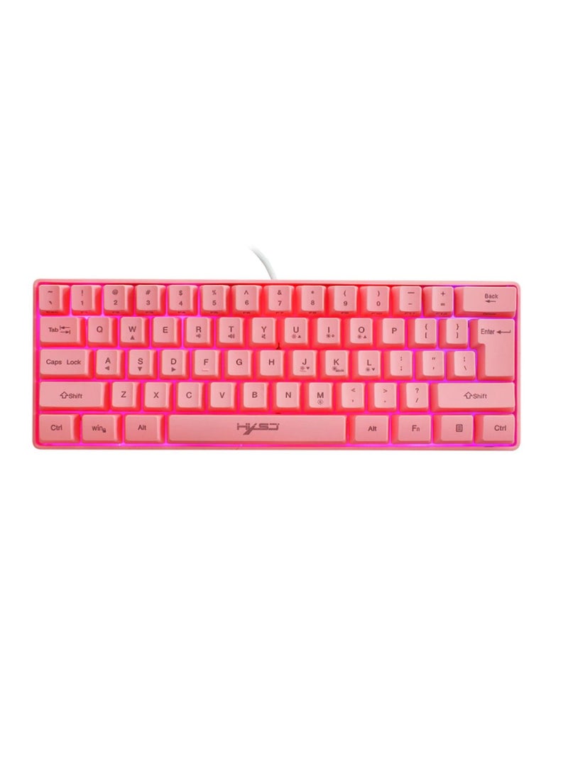 4-in-1 Gaming Keyboard Mouse Combo 61 Keys Rainbow Backlit Mechanical Keyboard RGB Backlit 7200 DPI Lightweight Gaming Mouse 3.5mm Gaming Stereo Headset For Pc Laptop Computer Pink