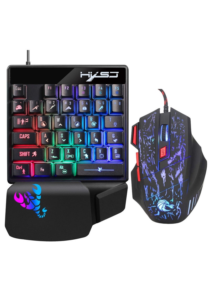 Wired Keyboard With Mouse Set Black